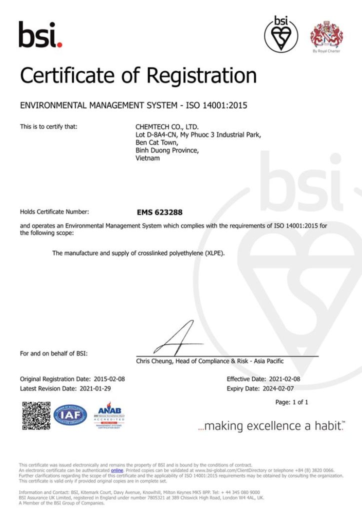 ISO Certificate - CHEMTECH CO.,LTD
